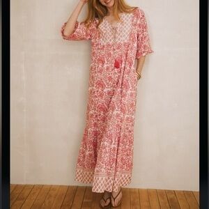 Ophelia & Indigo Block Print Maxi Dress